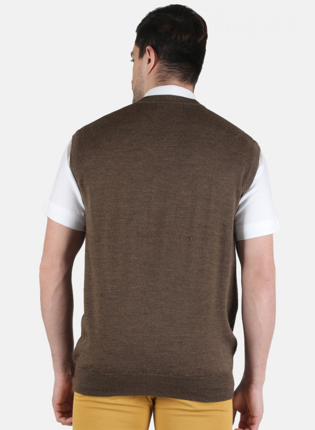 Men Brown Solid Sweater