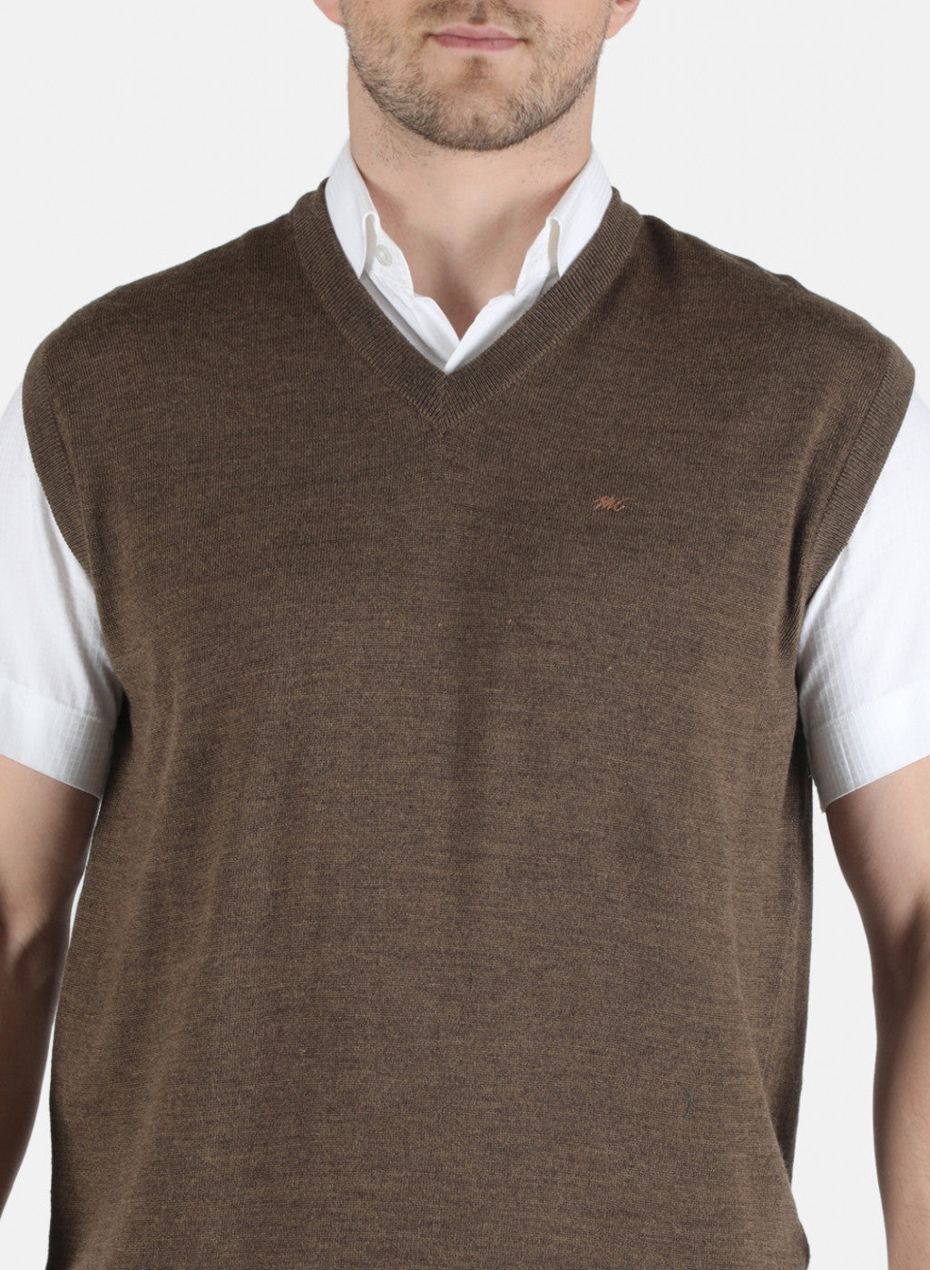 Men Brown Solid Sweater