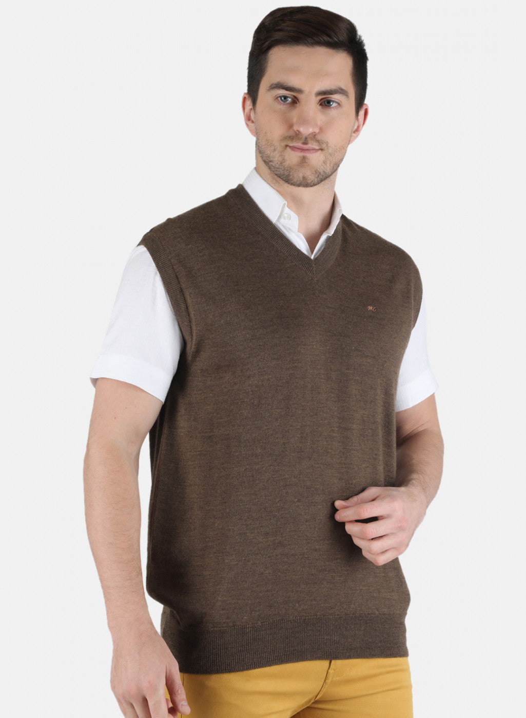 Men Brown Solid Sweater