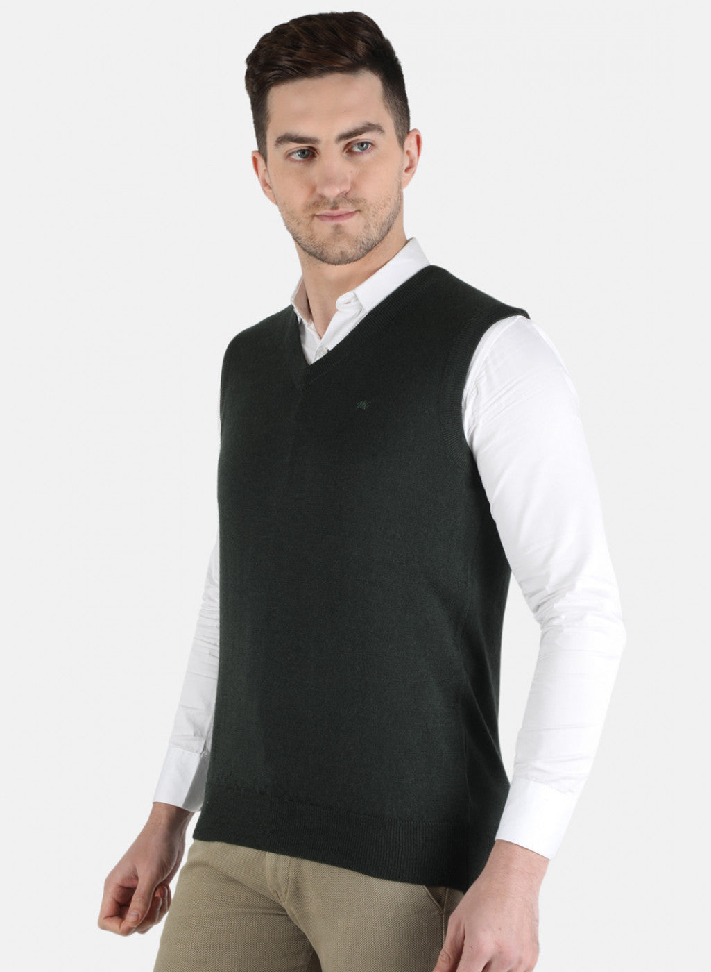 Men Green Solid Sweater