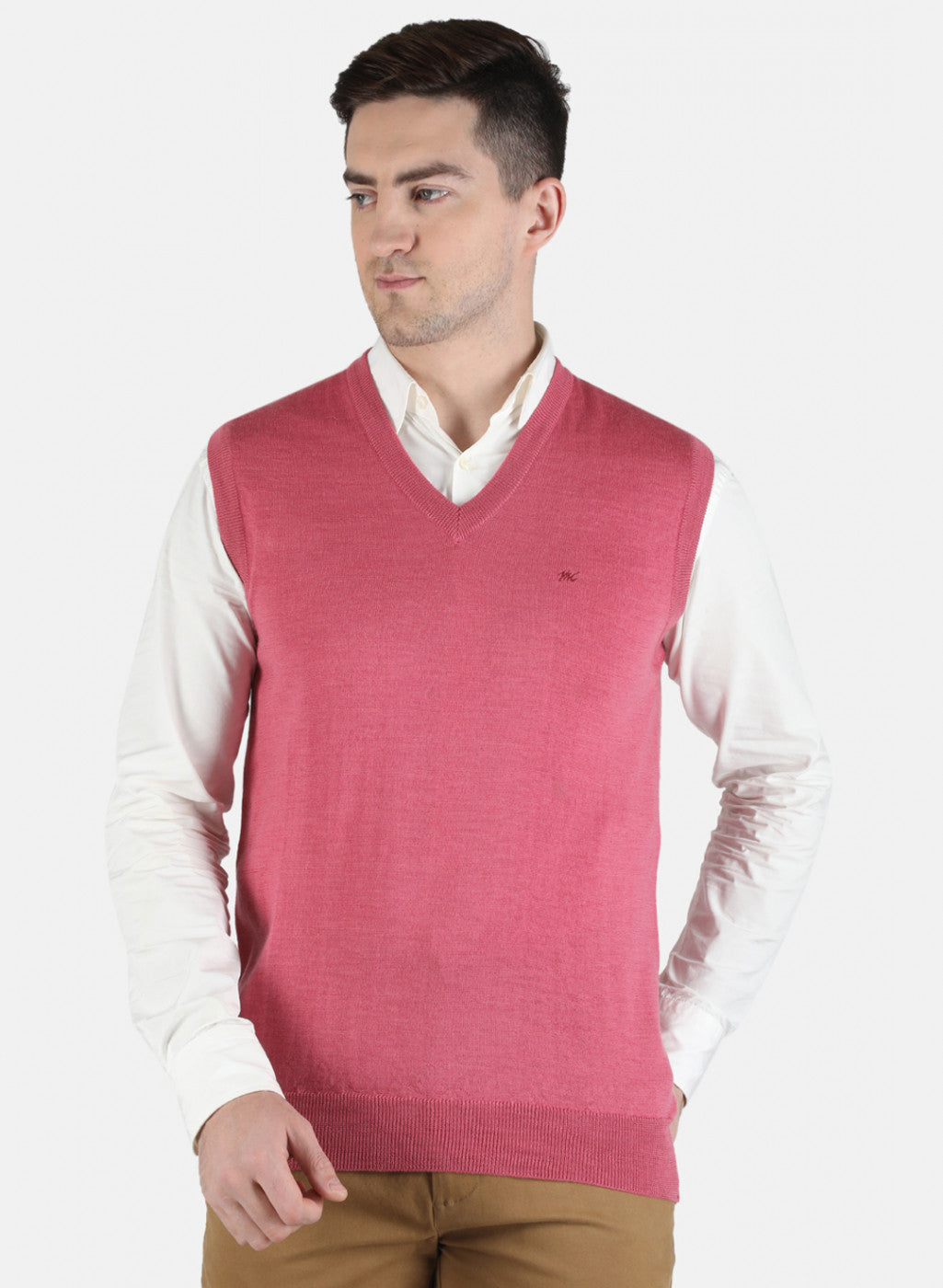 Men Pink Solid Sweater