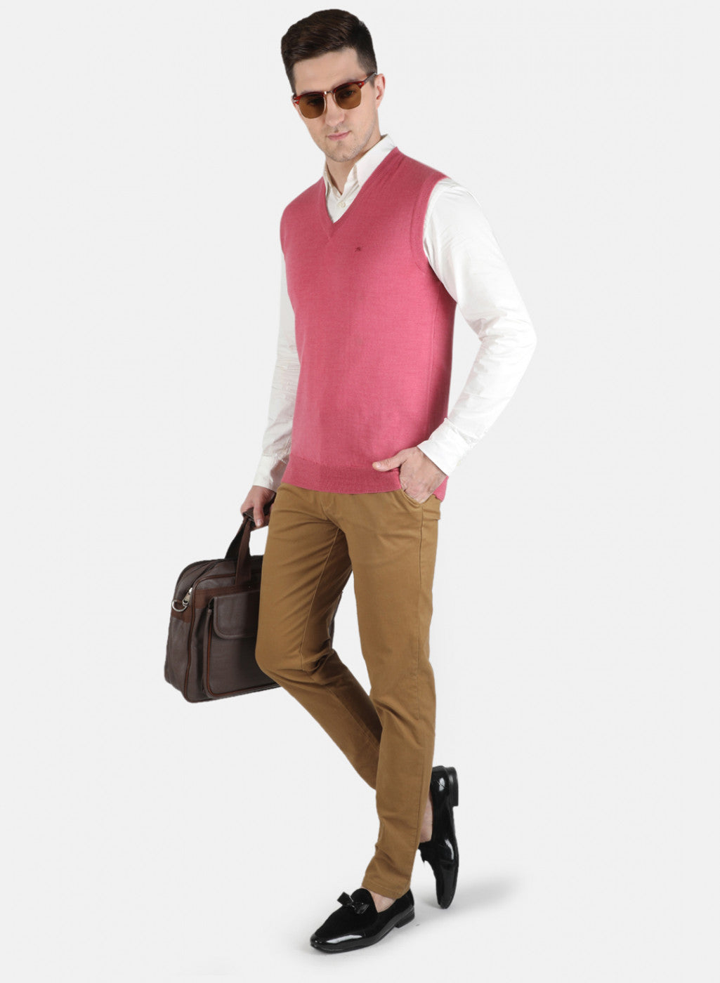 Men Pink Solid Sweater