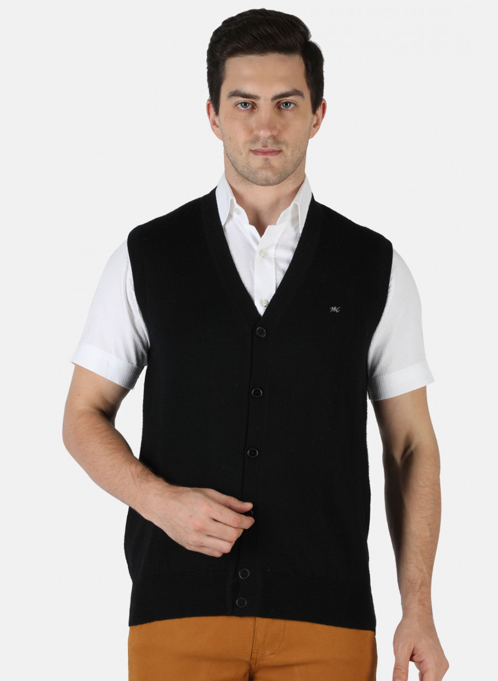 Men Black Solid Cardigan