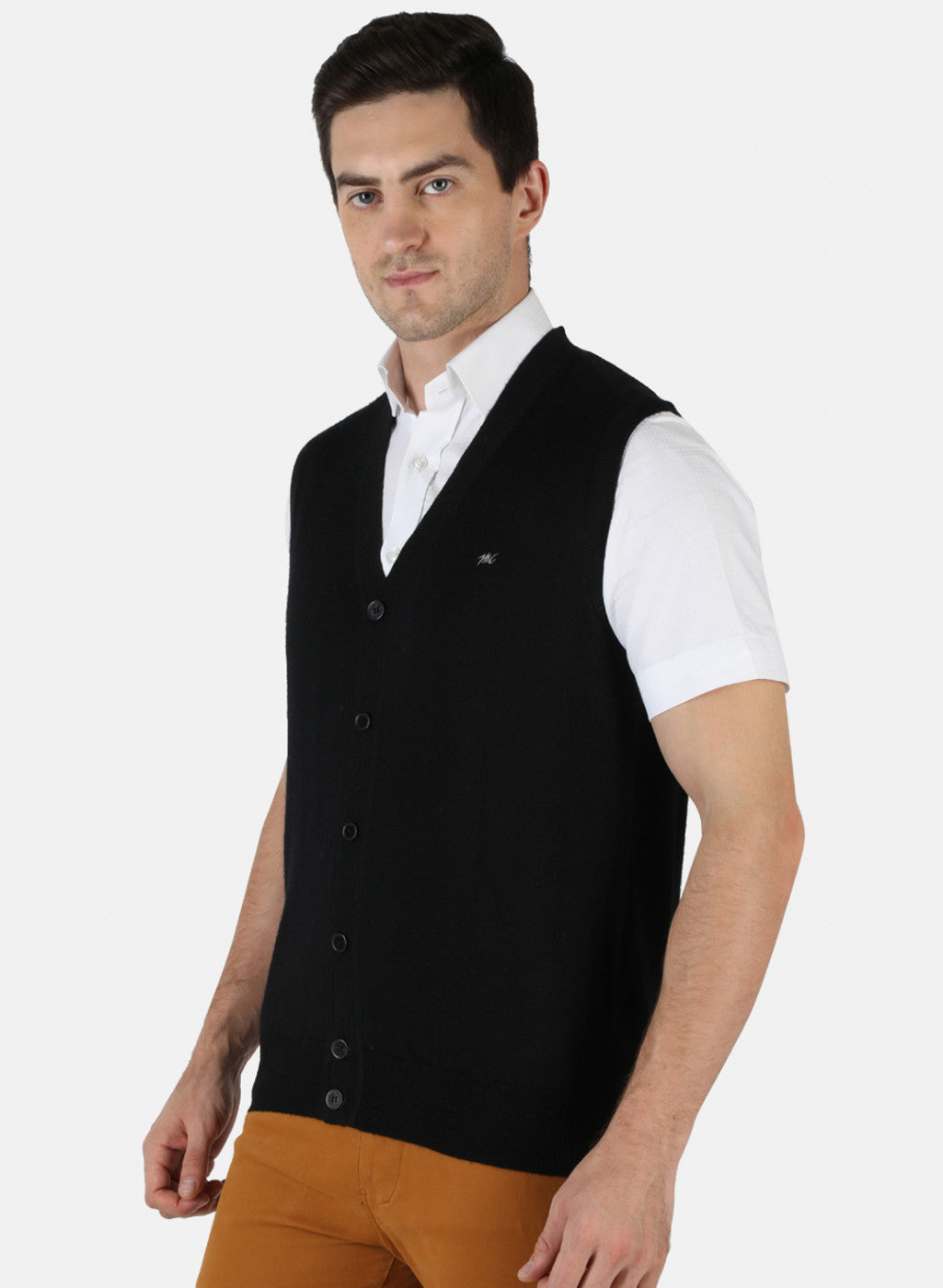 Men Black Solid Cardigan