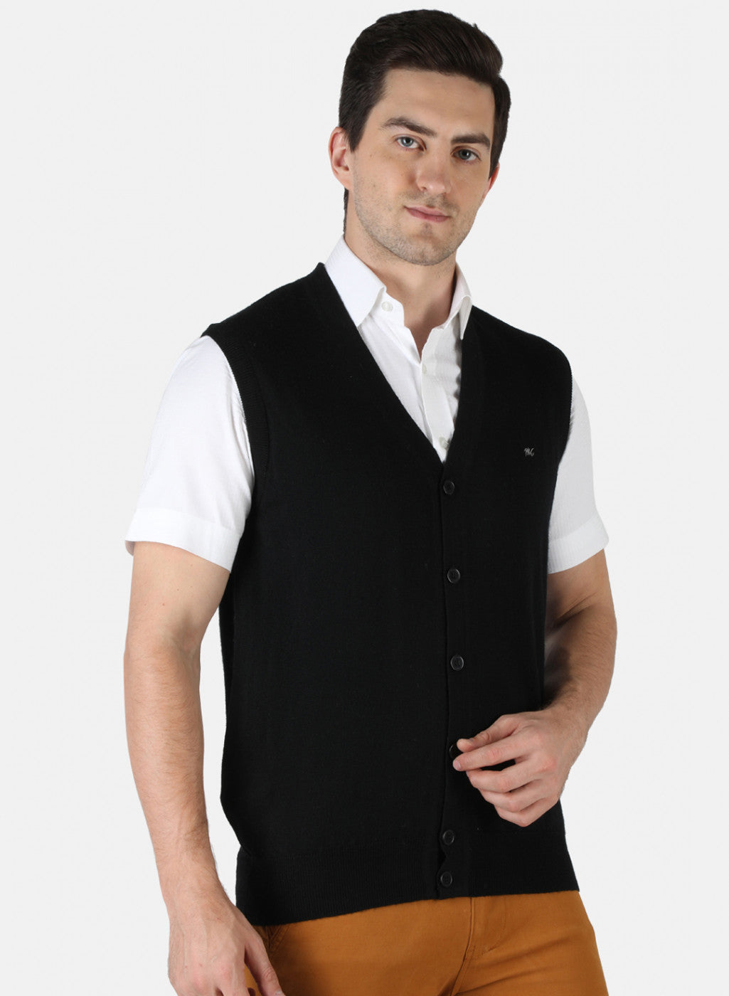 Men Black Solid Cardigan