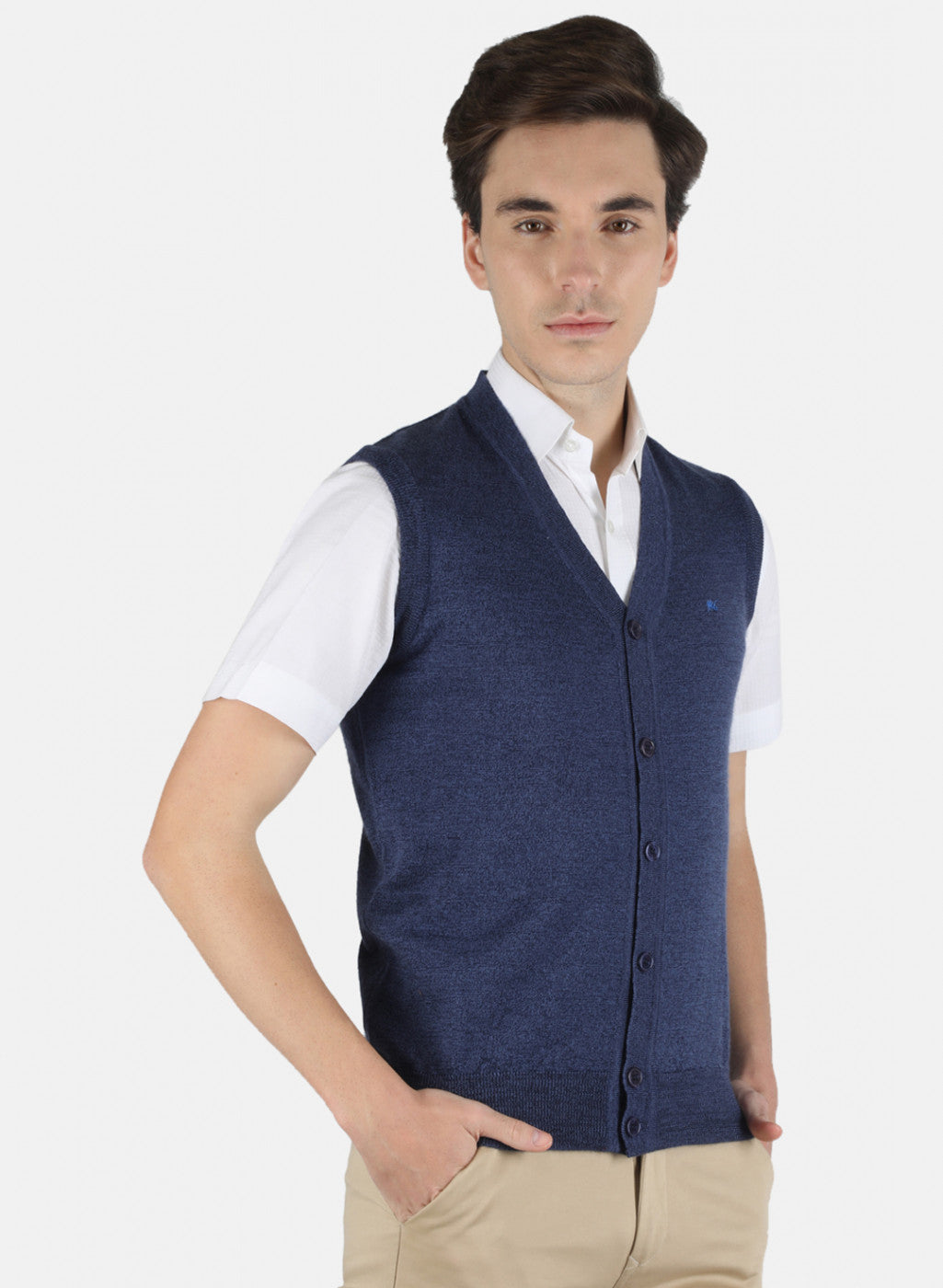 Men Blue Solid Cardigan