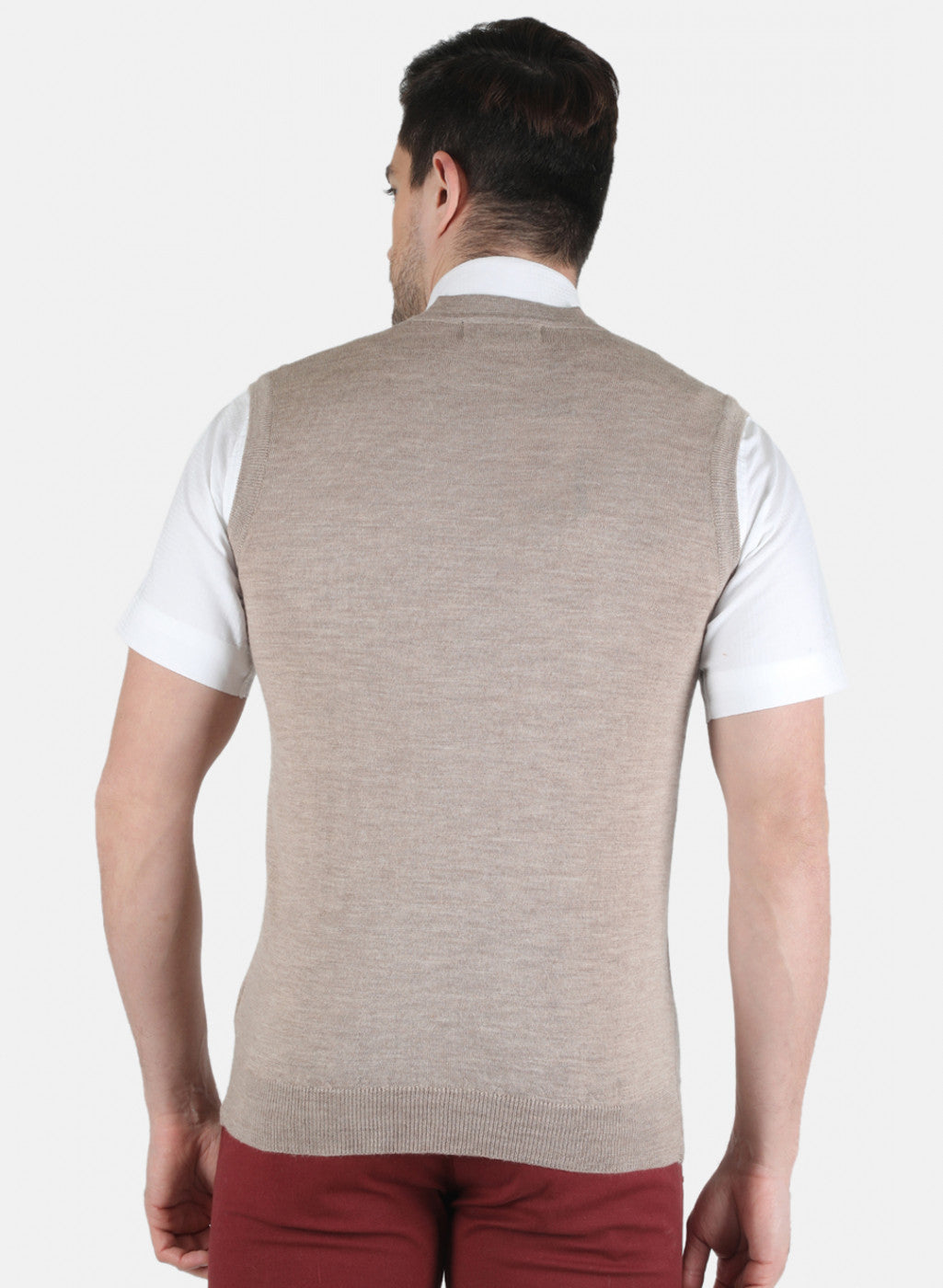 Men Beige Solid Cardigan