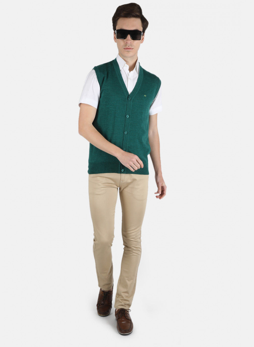 Men Green Solid Cardigan