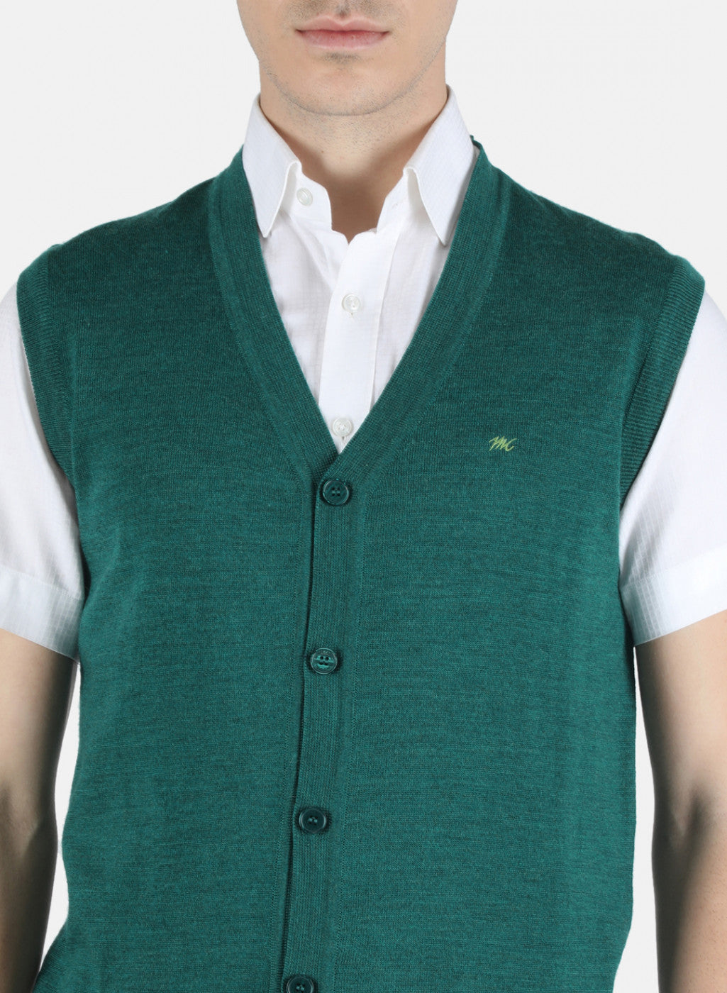 Men Green Solid Cardigan