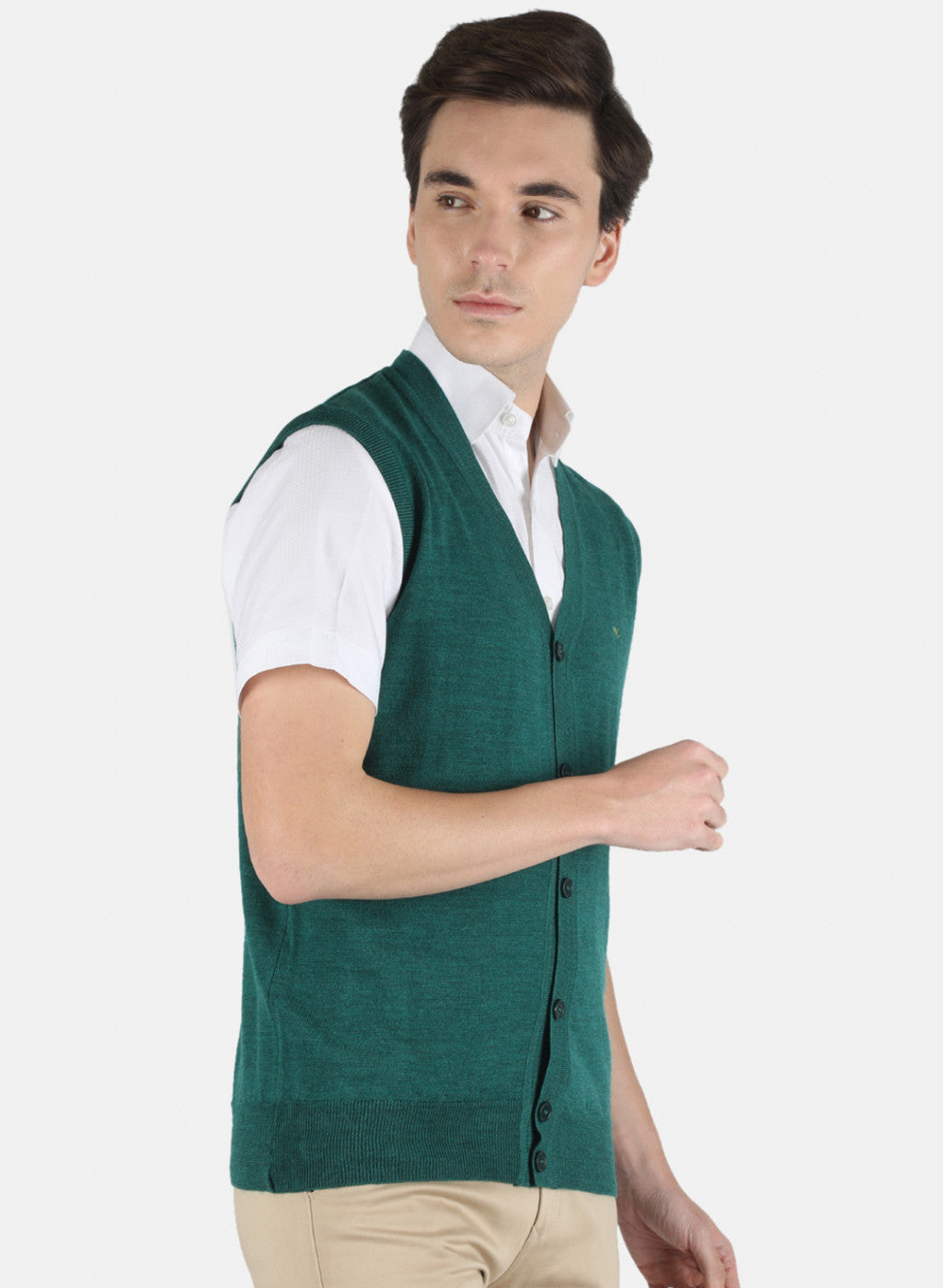 Men Green Solid Cardigan