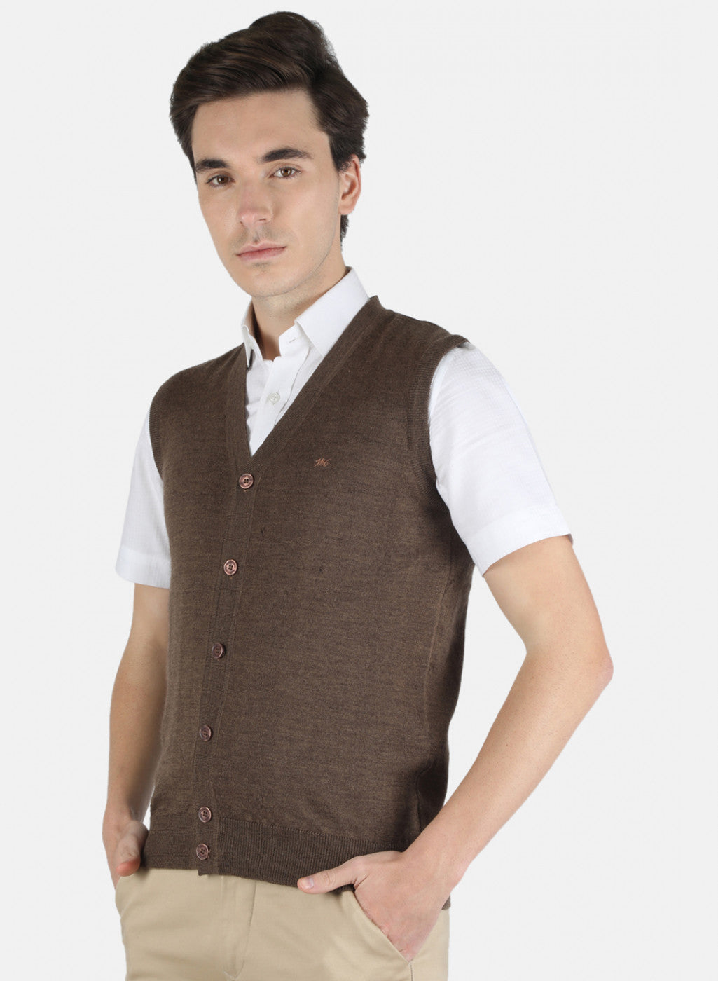 Men Brown Solid Cardigan