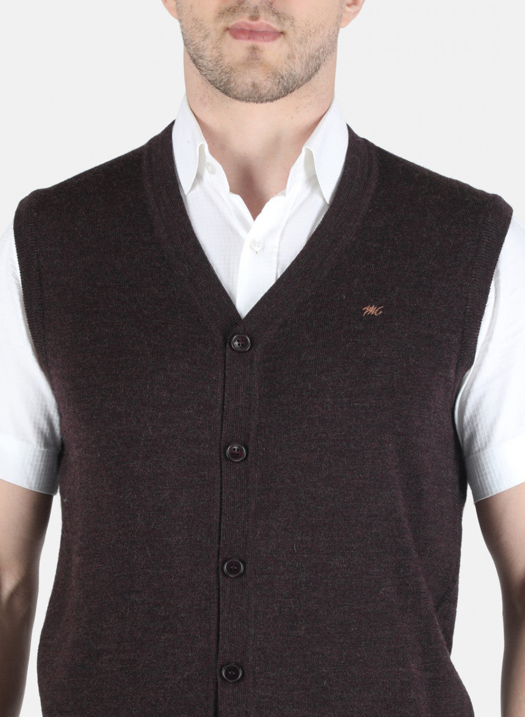 Men Dark Maroon Solid Cardigan