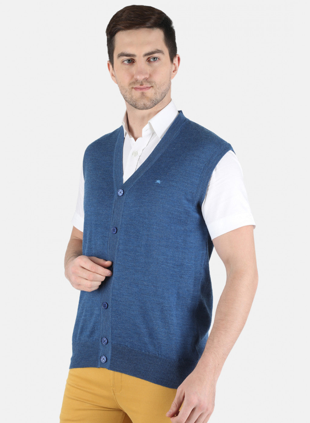 Men Blue Solid Cardigan