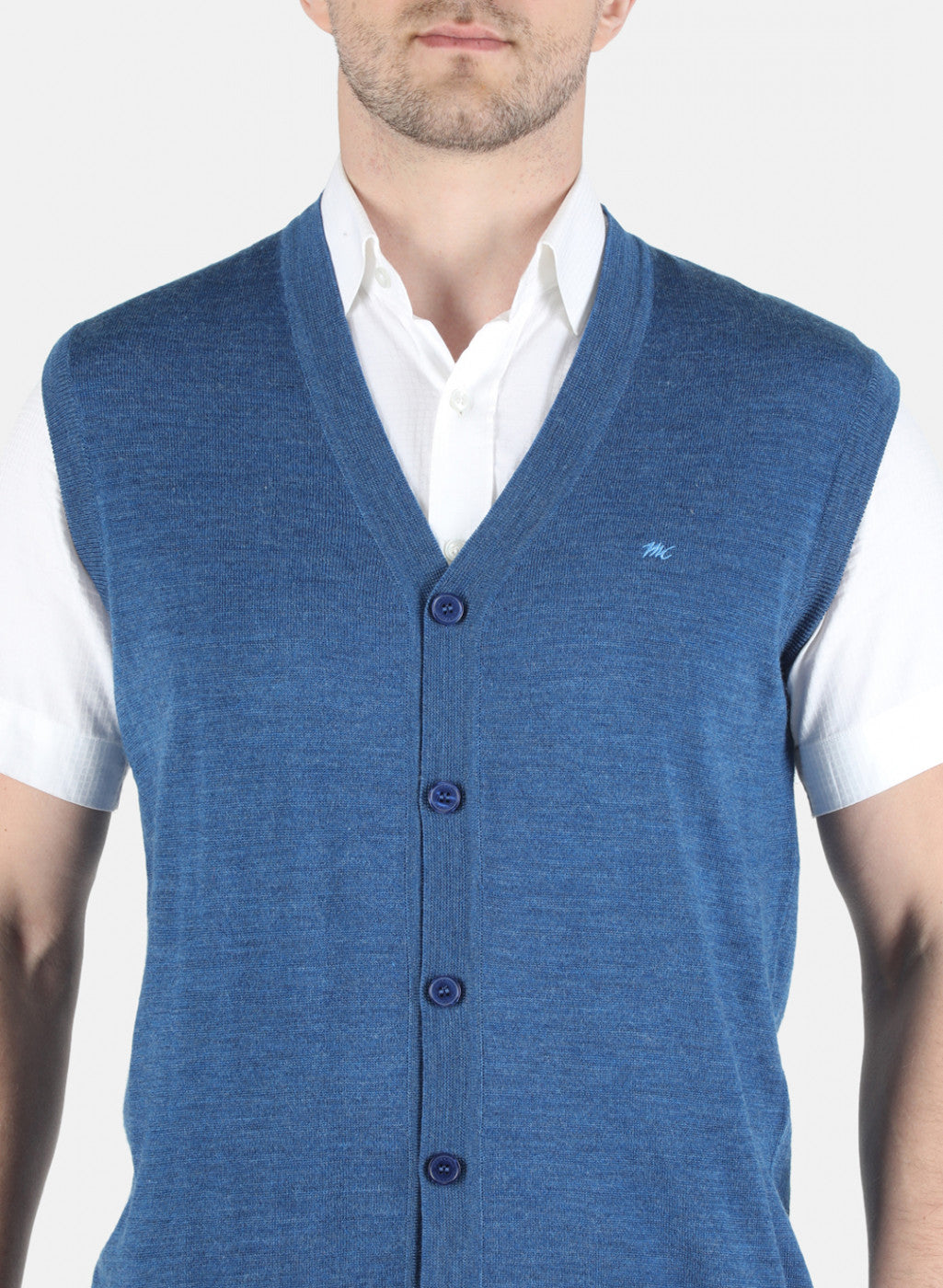 Men Blue Solid Cardigan