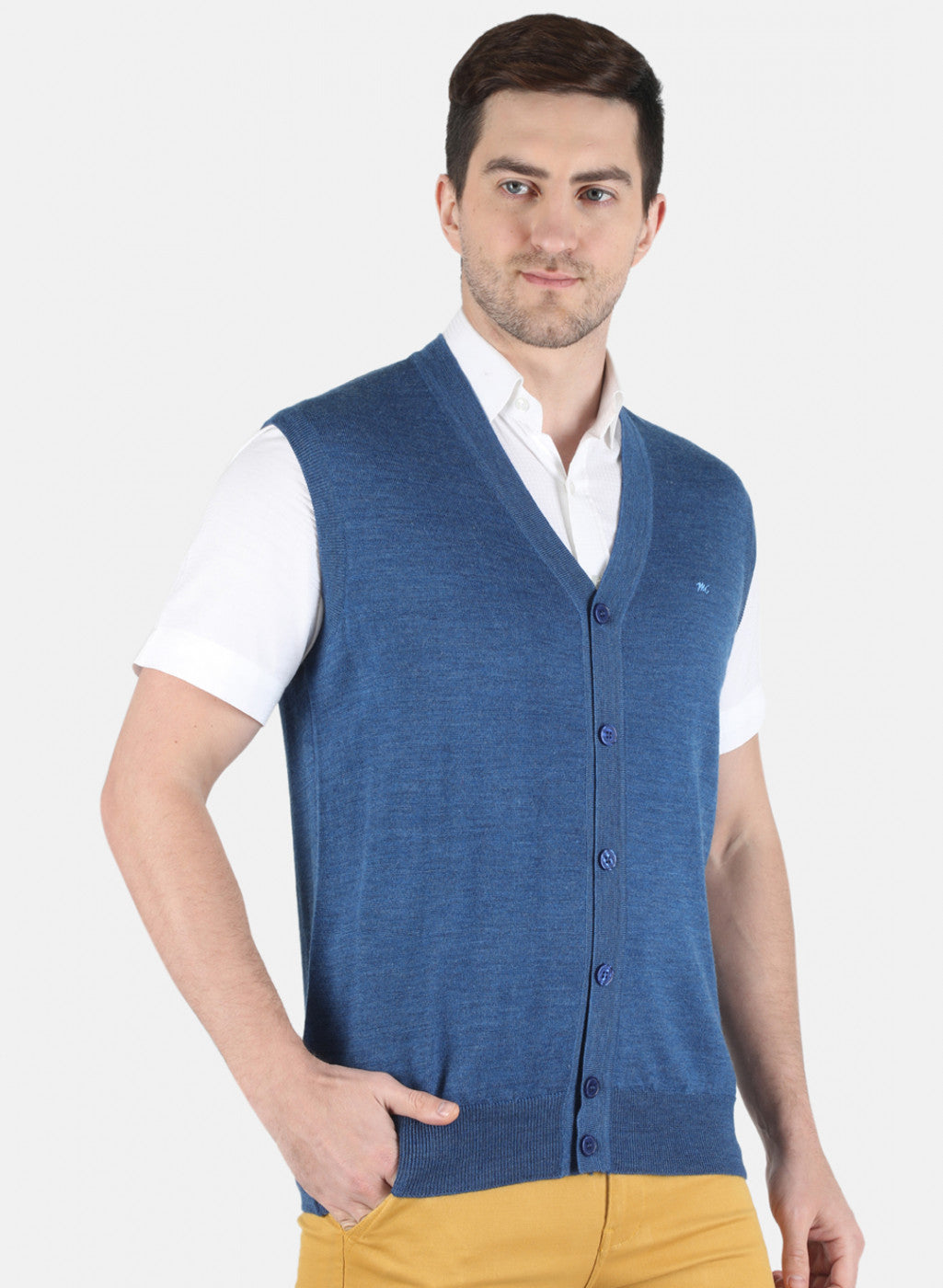 Men Blue Solid Cardigan