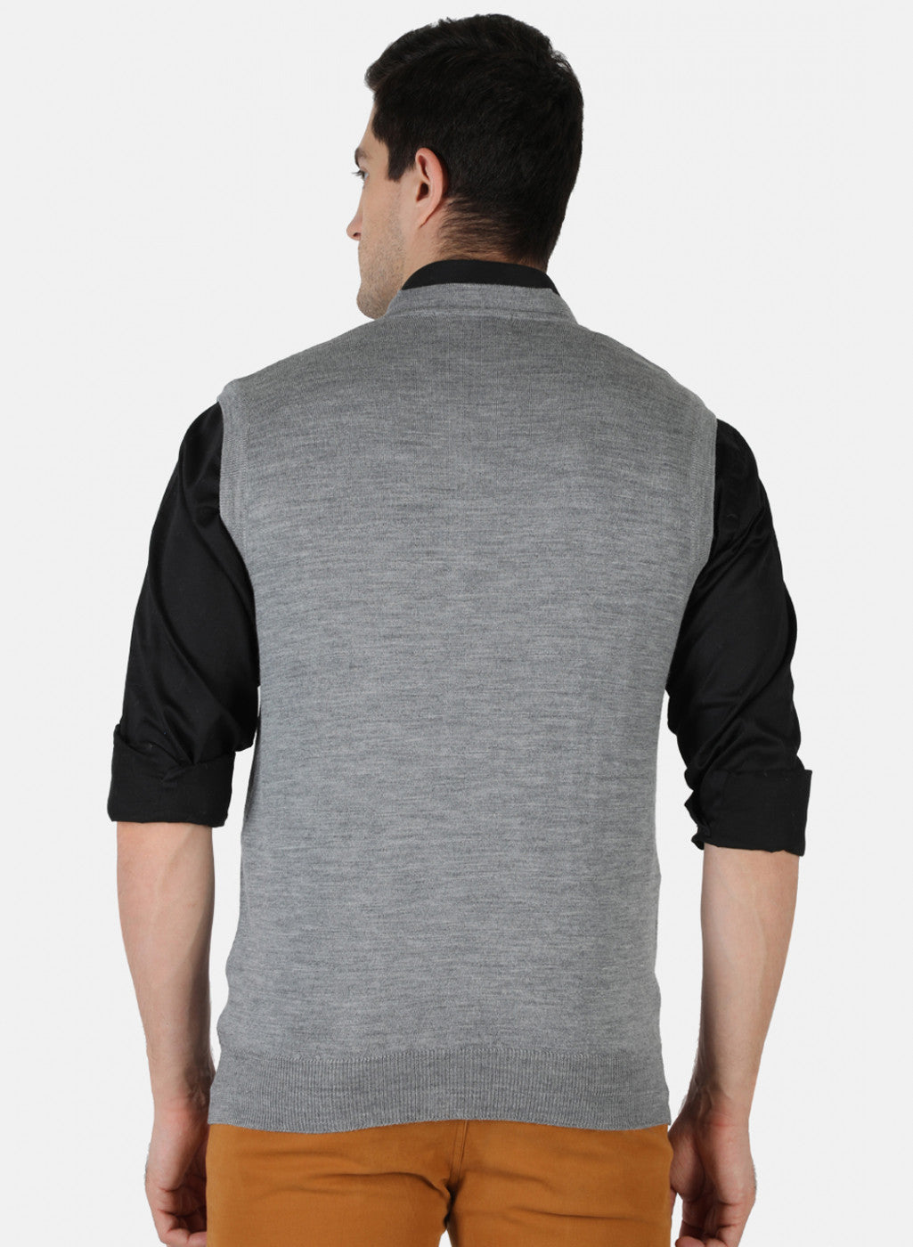 Men Grey Solid Cardigan