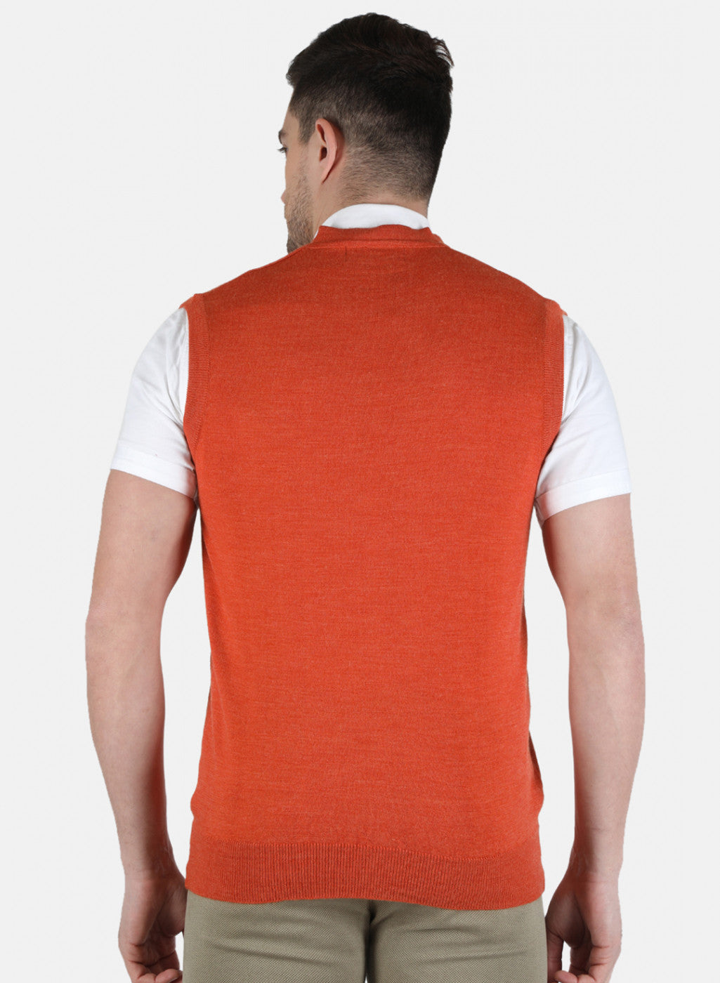 Men Orange Solid Cardigan