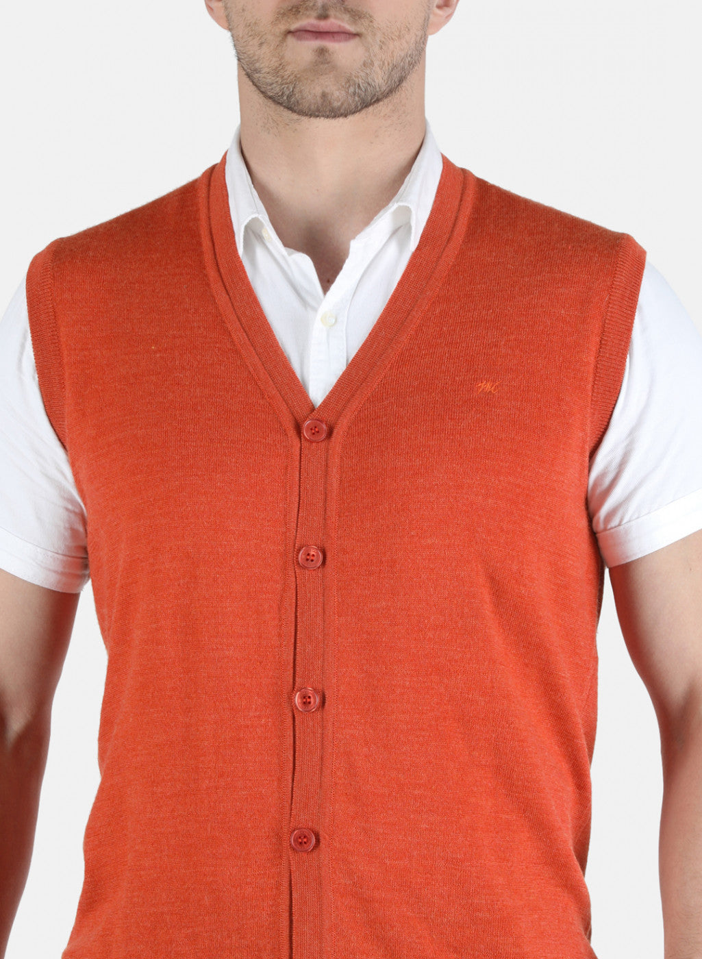 Men Orange Solid Cardigan