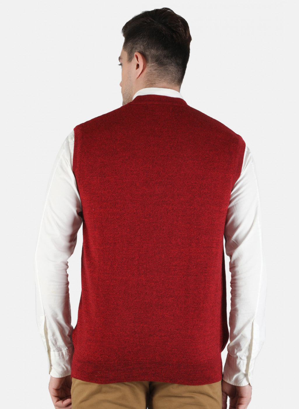 Men Red Solid Cardigan