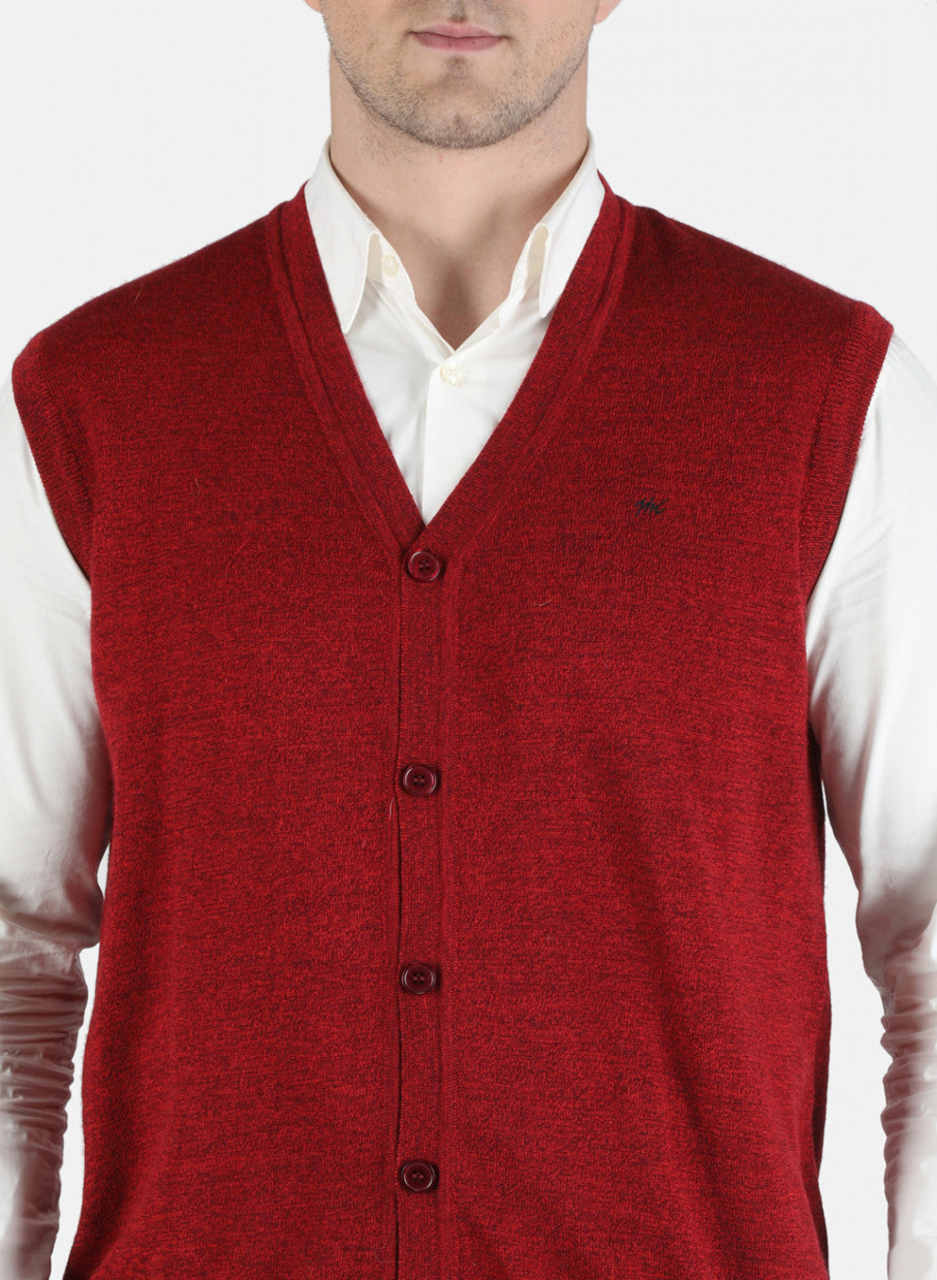 Men Red Solid Cardigan