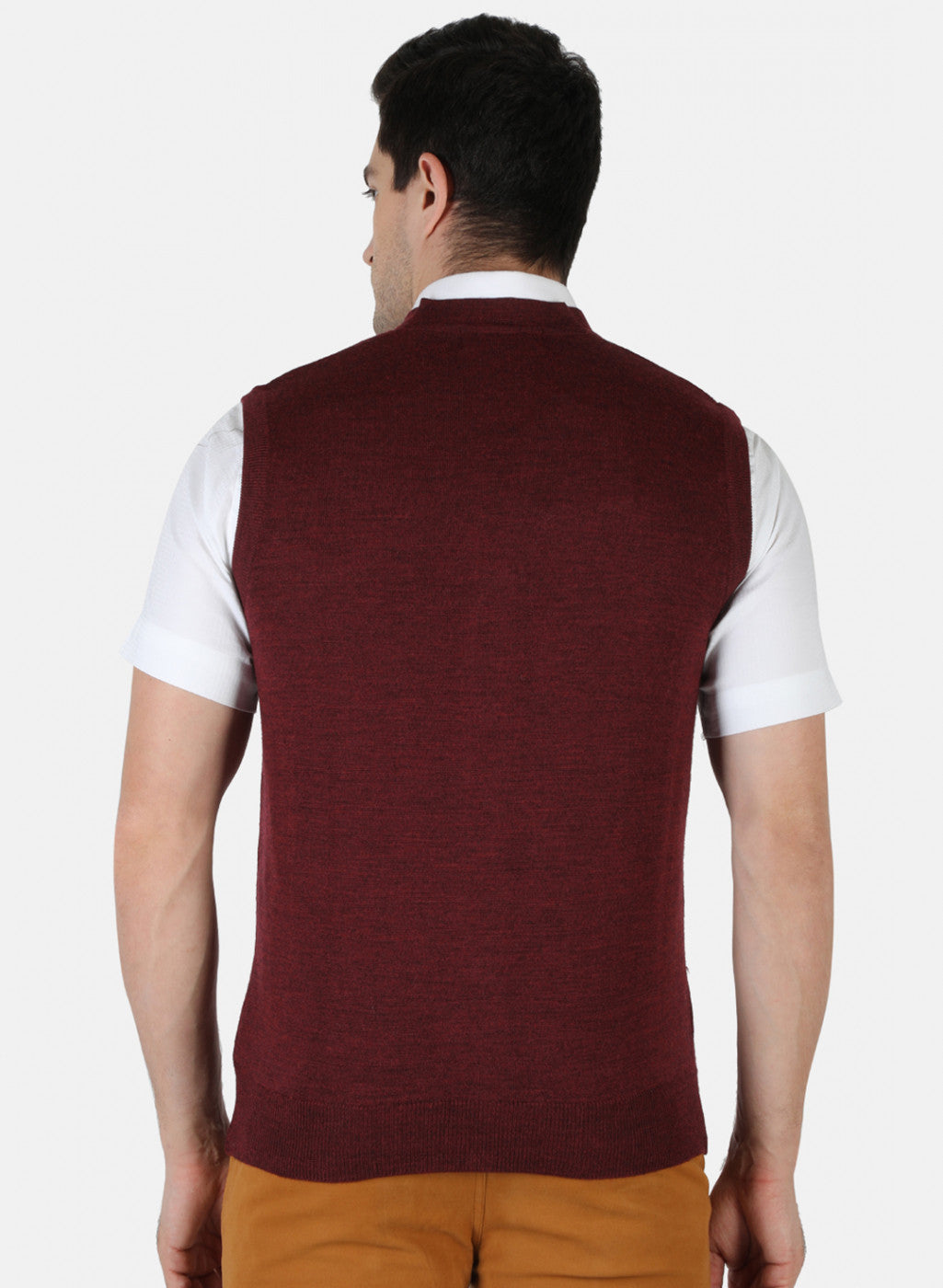 Men Maroon Solid Cardigan