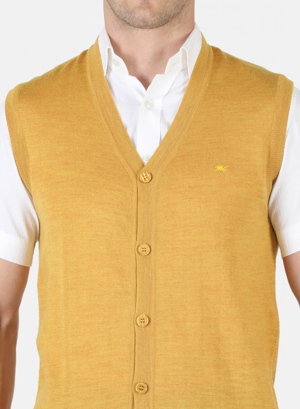 Men Yellow Solid Cardigan