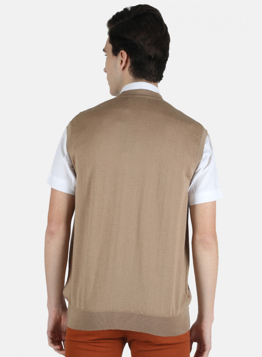 Men Beige Solid Cardigan