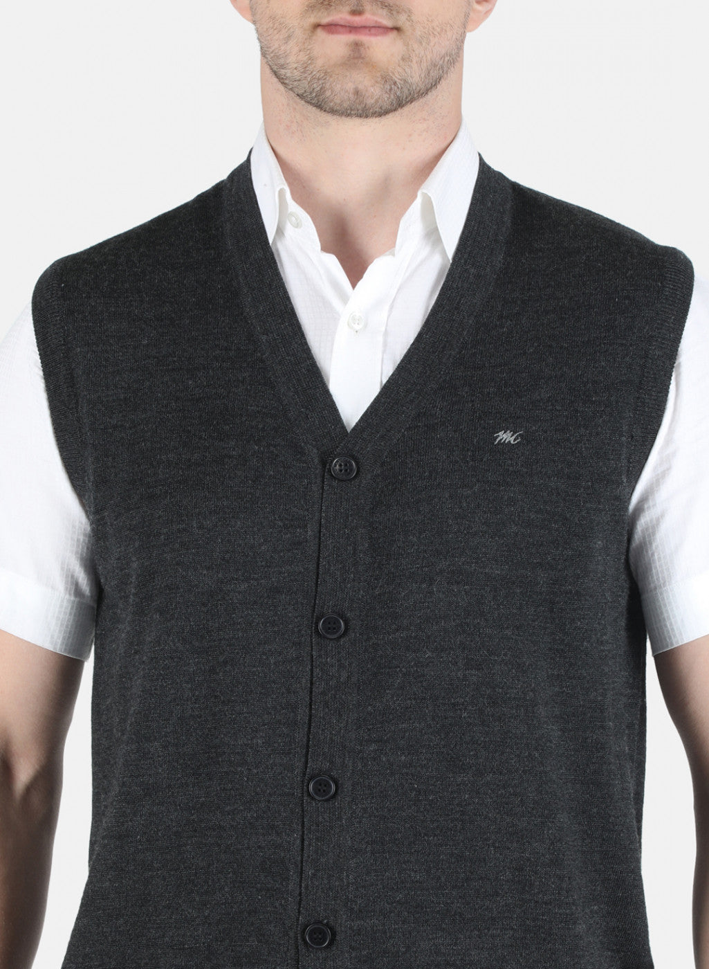 Men Grey Solid Cardigan