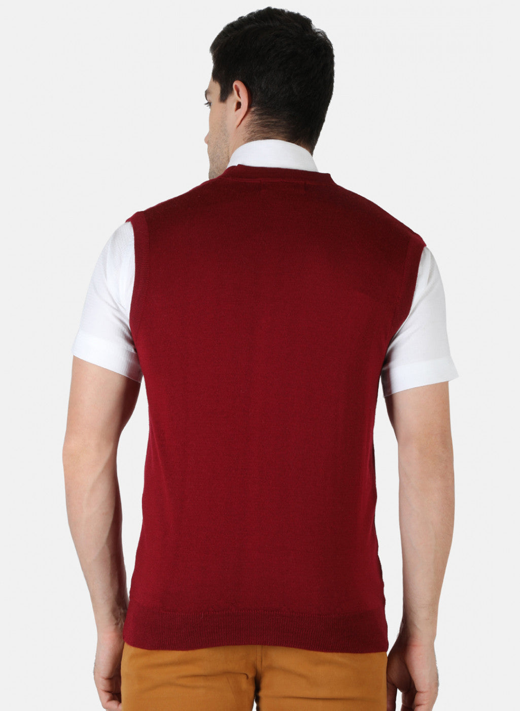 Men Maroon Solid Cardigan