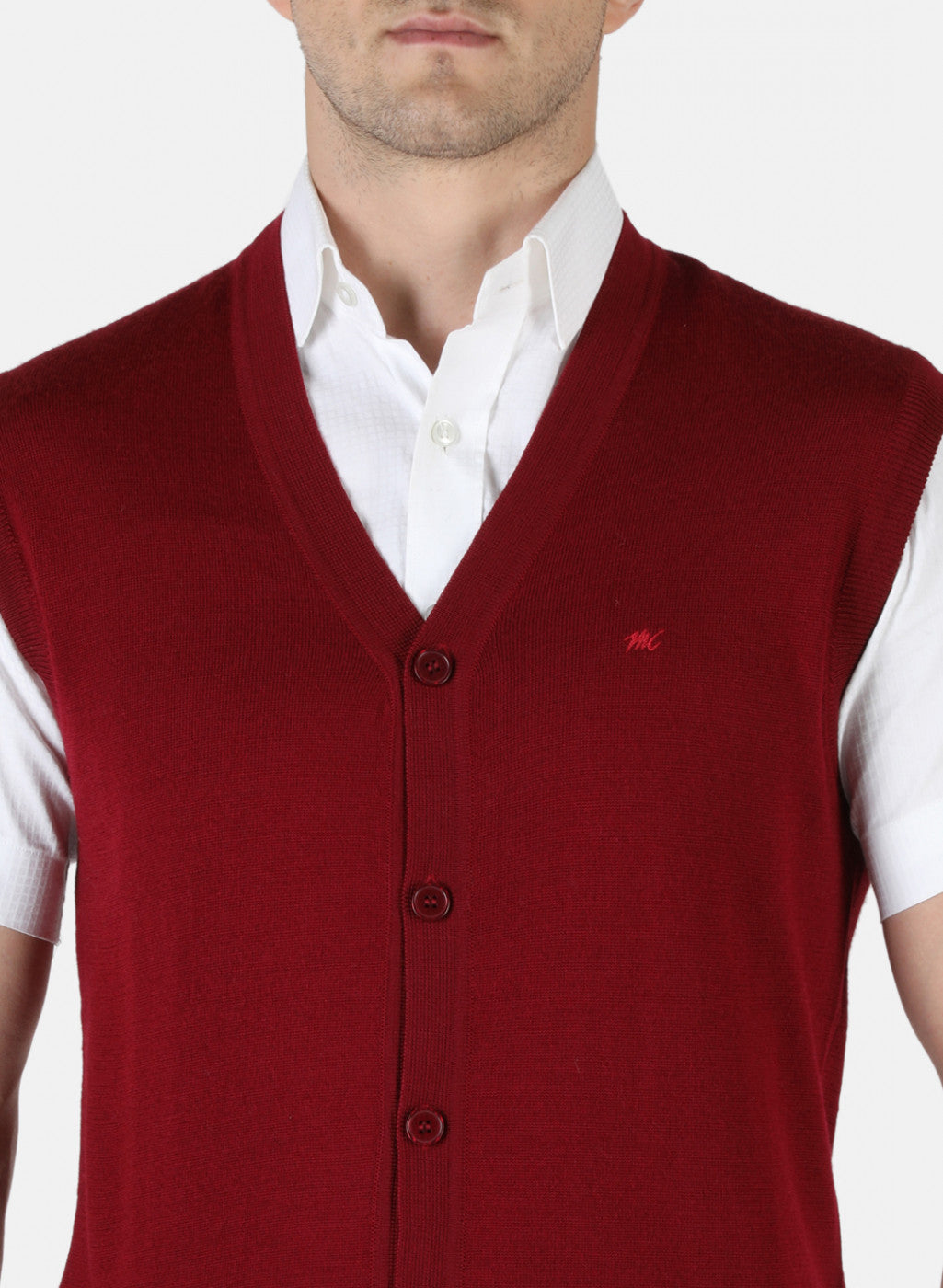 Men Maroon Solid Cardigan