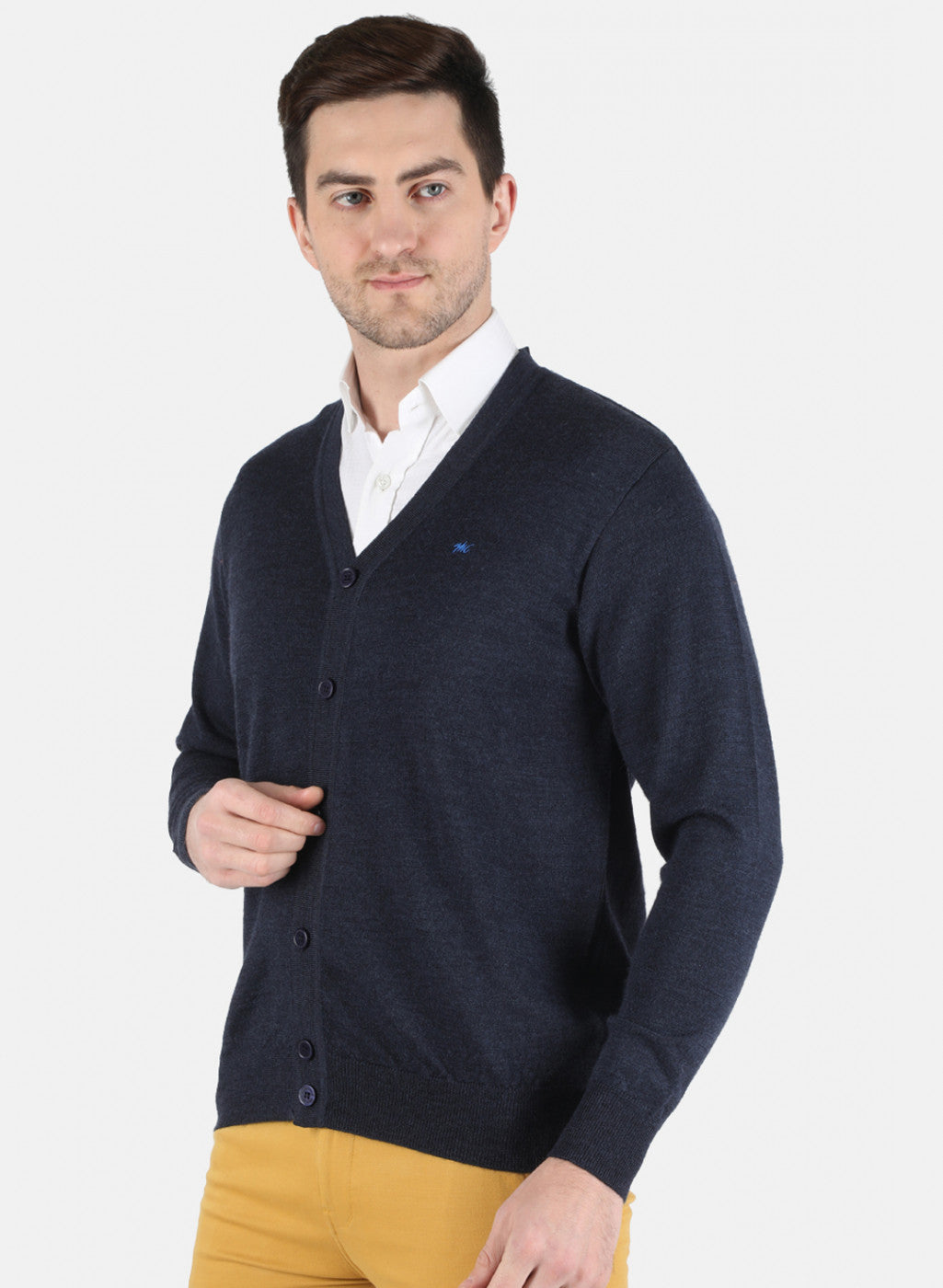 Men NAvy Blue Solid Cardigan