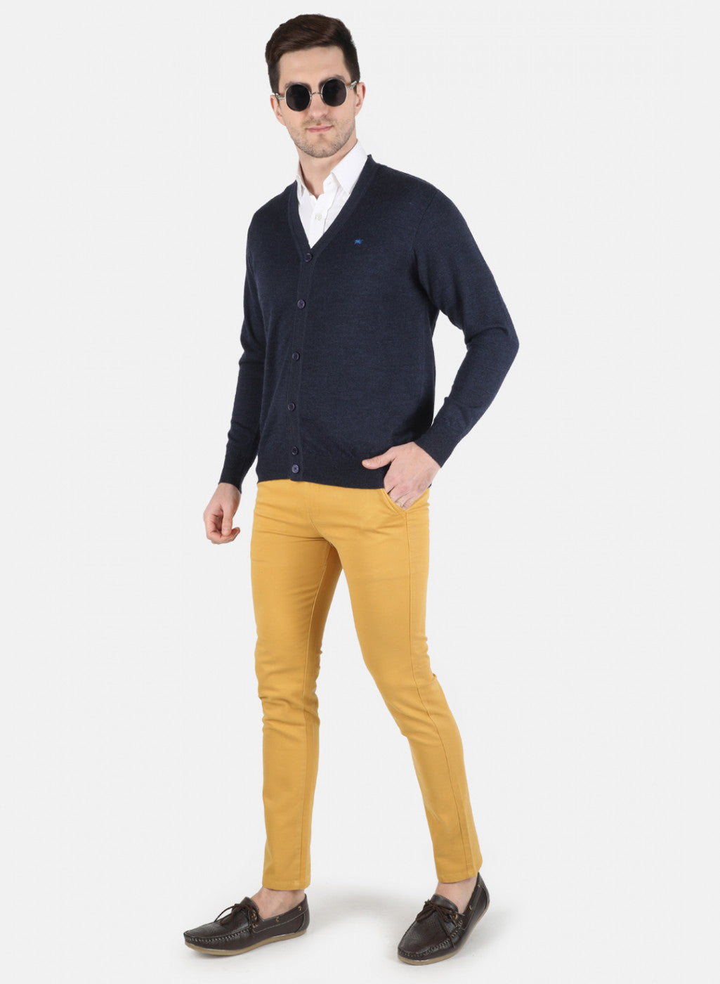 Men NAvy Blue Solid Cardigan