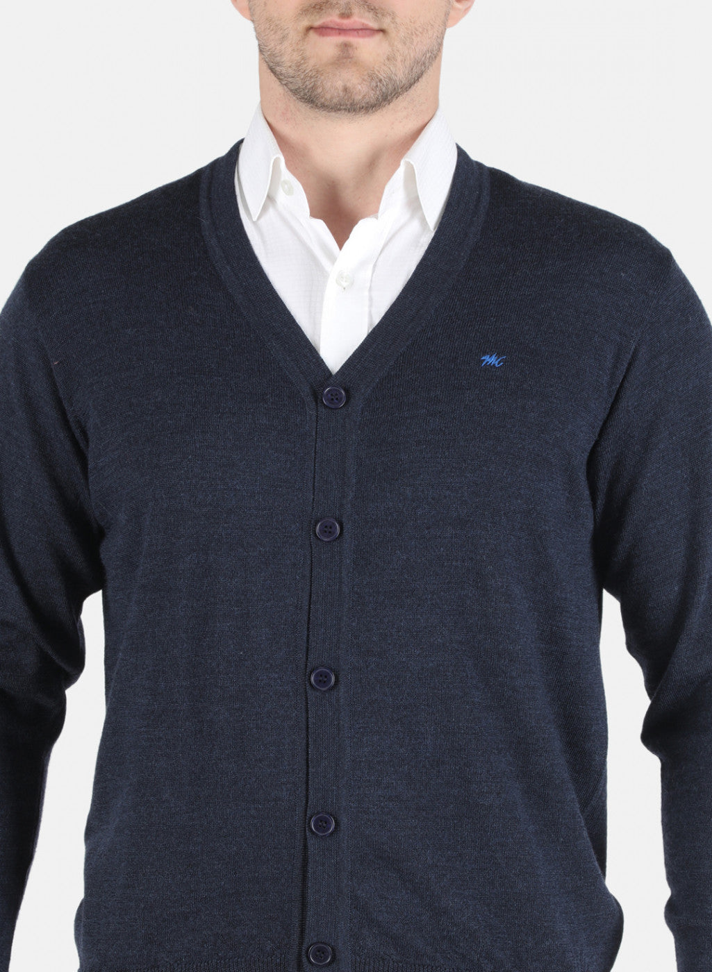 Men NAvy Blue Solid Cardigan