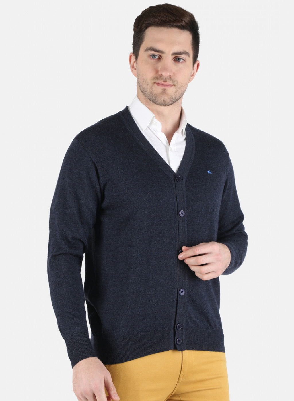 Men NAvy Blue Solid Cardigan