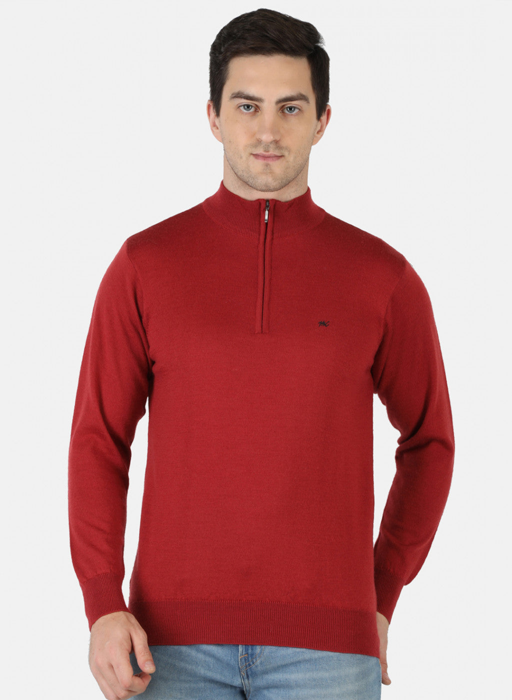 Men Red Solid Pullover