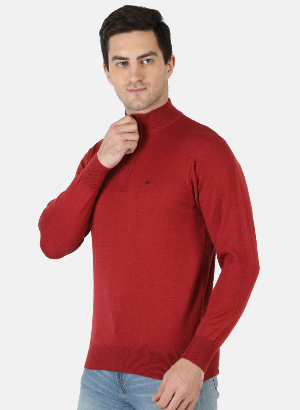 Men Red Solid Pullover