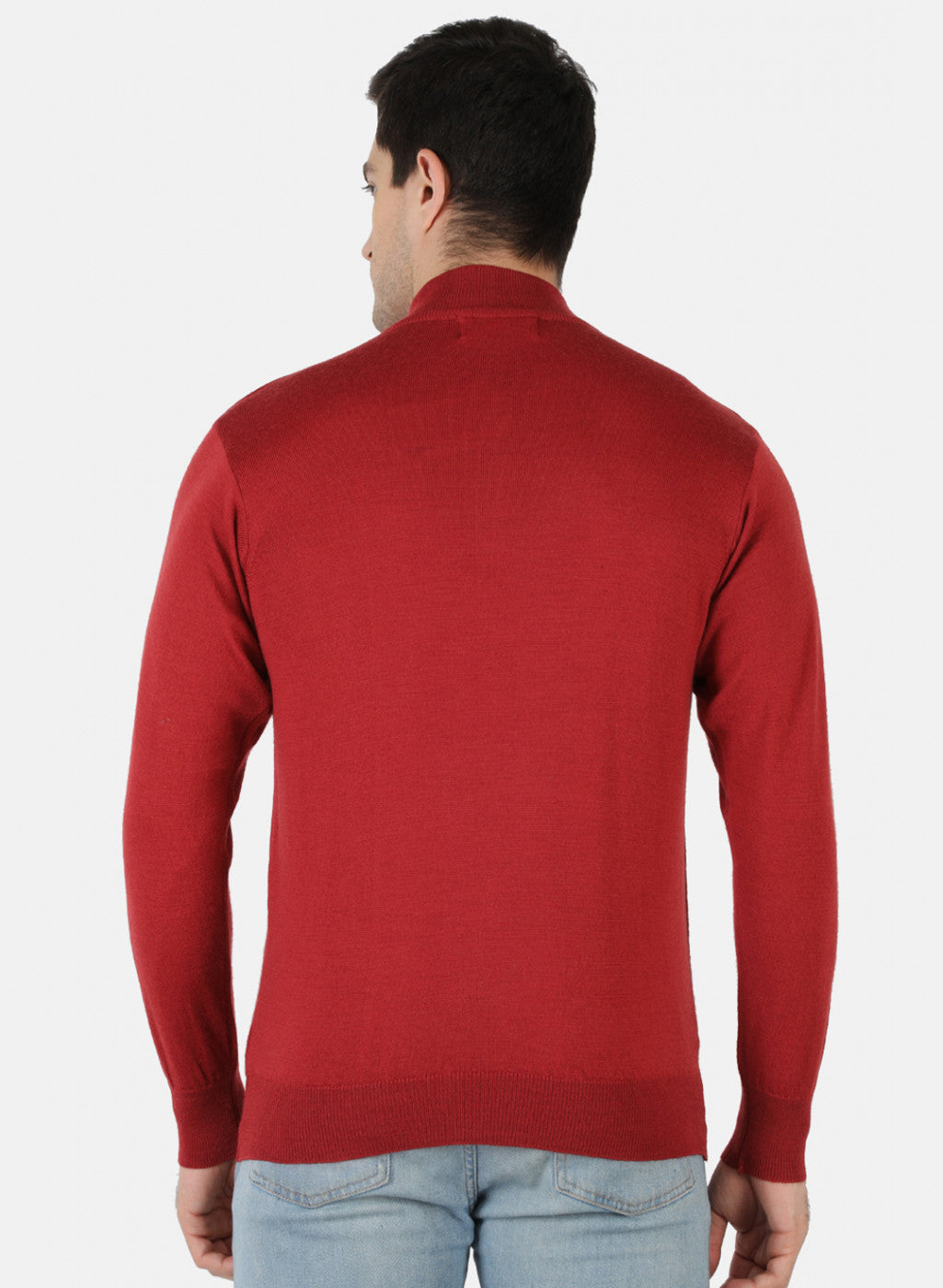 Men Red Solid Pullover