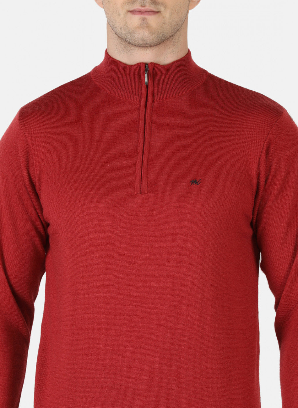 Men Red Solid Pullover