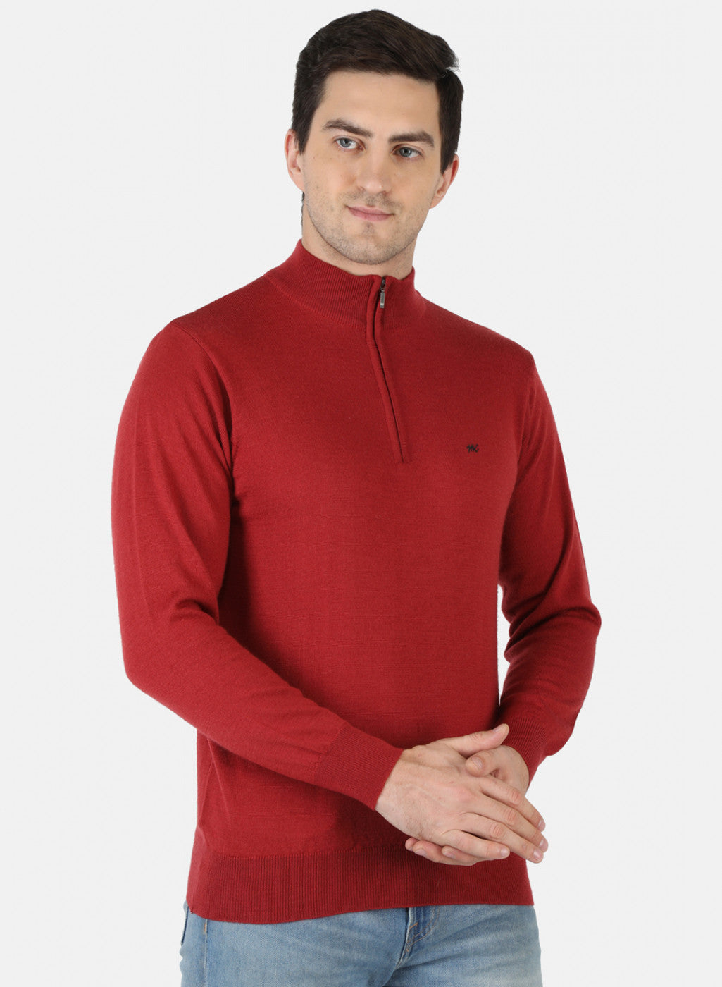 Men Red Solid Pullover