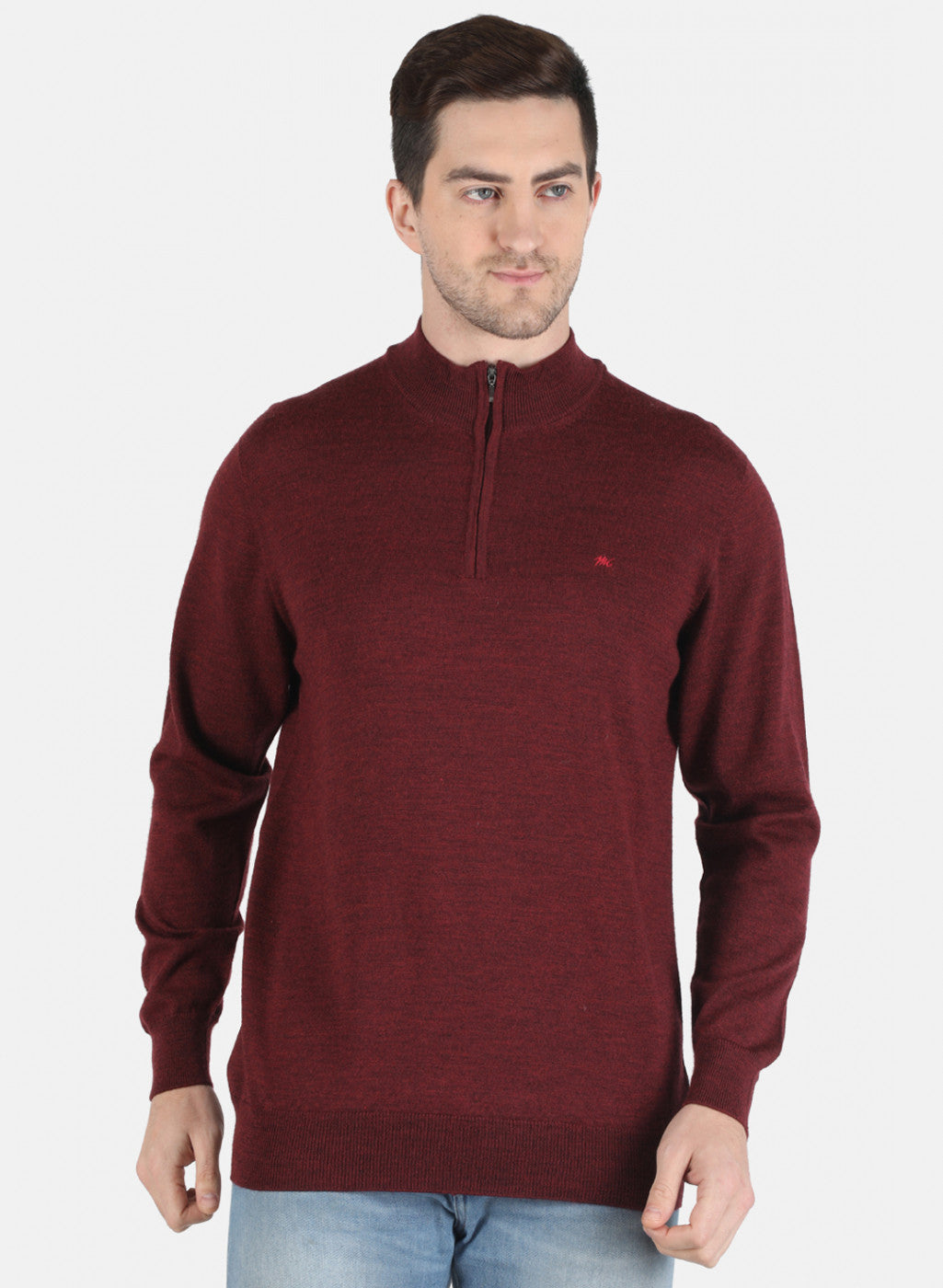 Men Maroon Solid Pullover