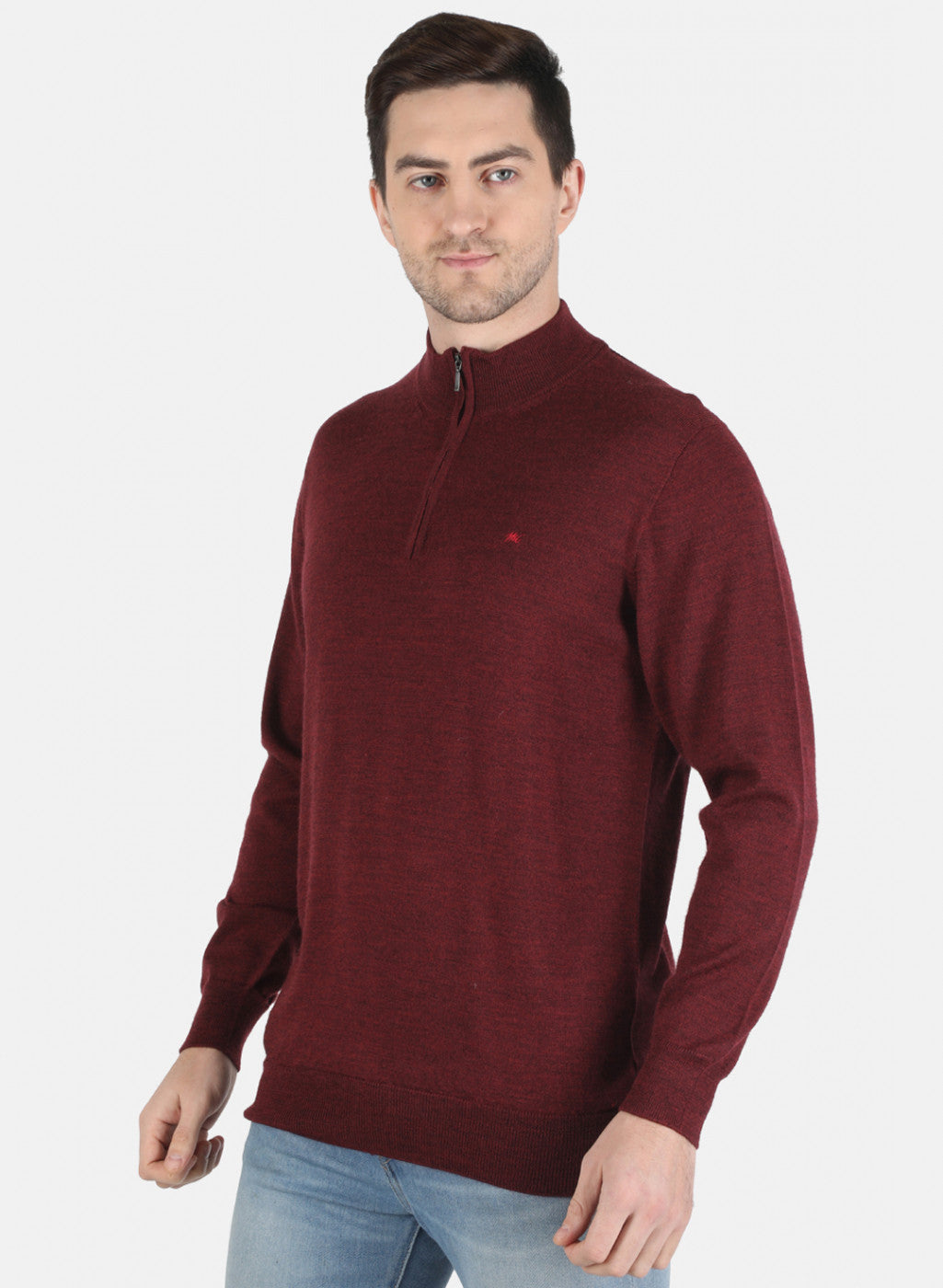 Men Maroon Solid Pullover