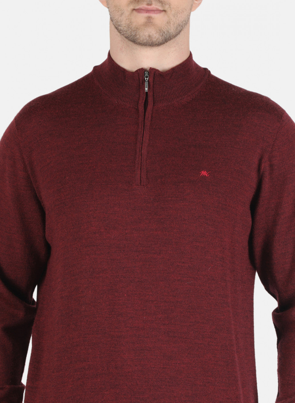 Men Maroon Solid Pullover