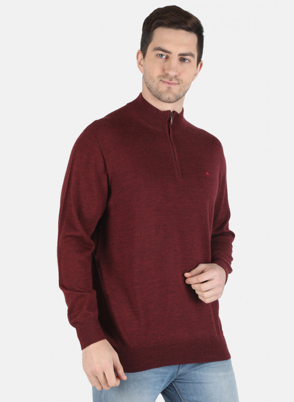 Men Maroon Solid Pullover