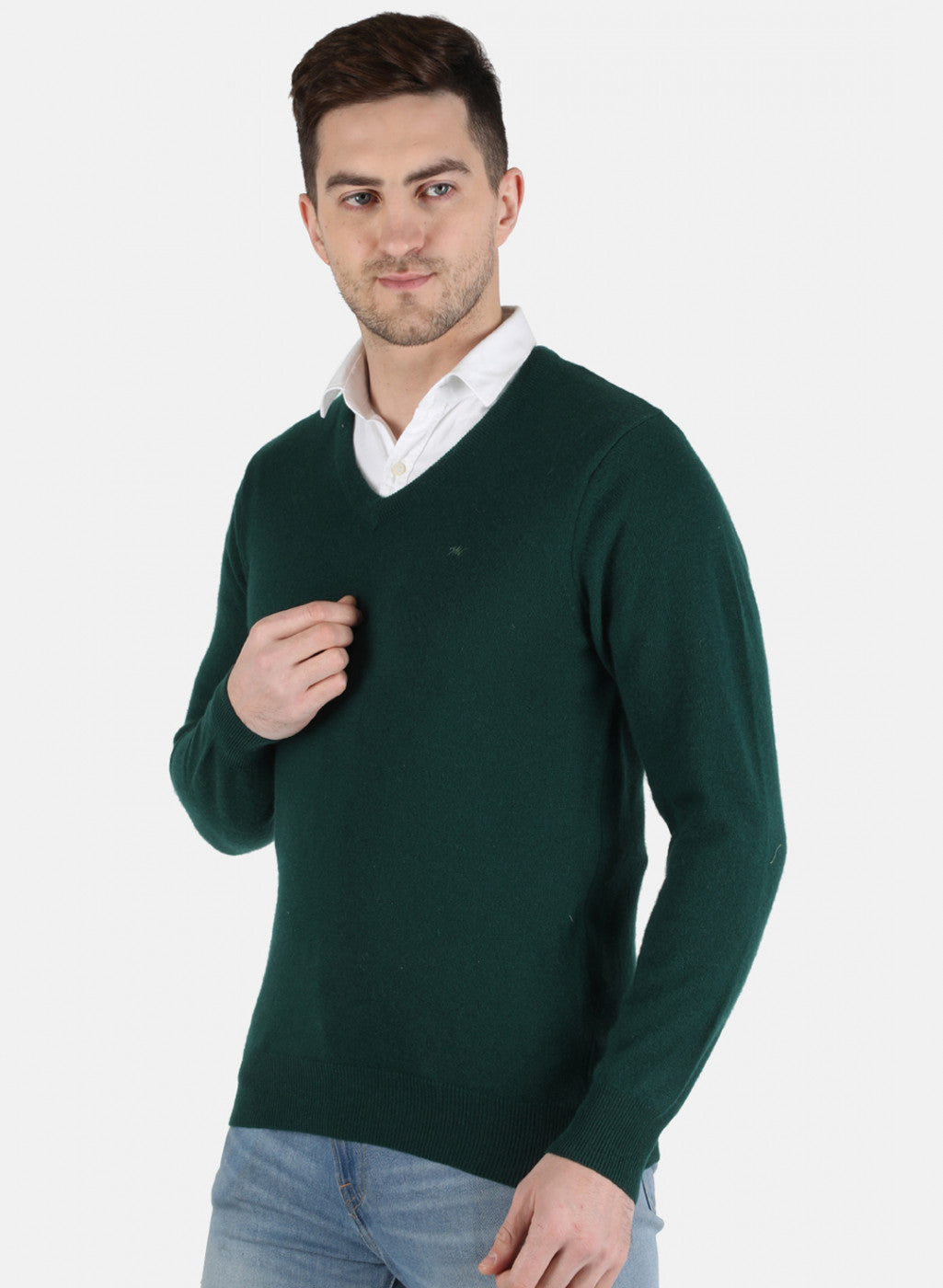 Men Green Solid Pullover