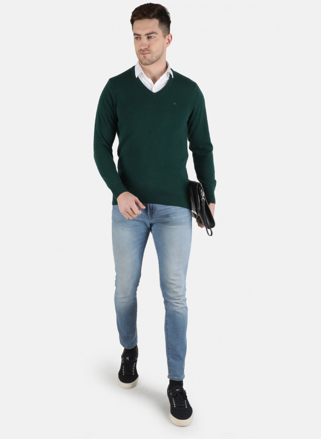 Men Green Solid Pullover