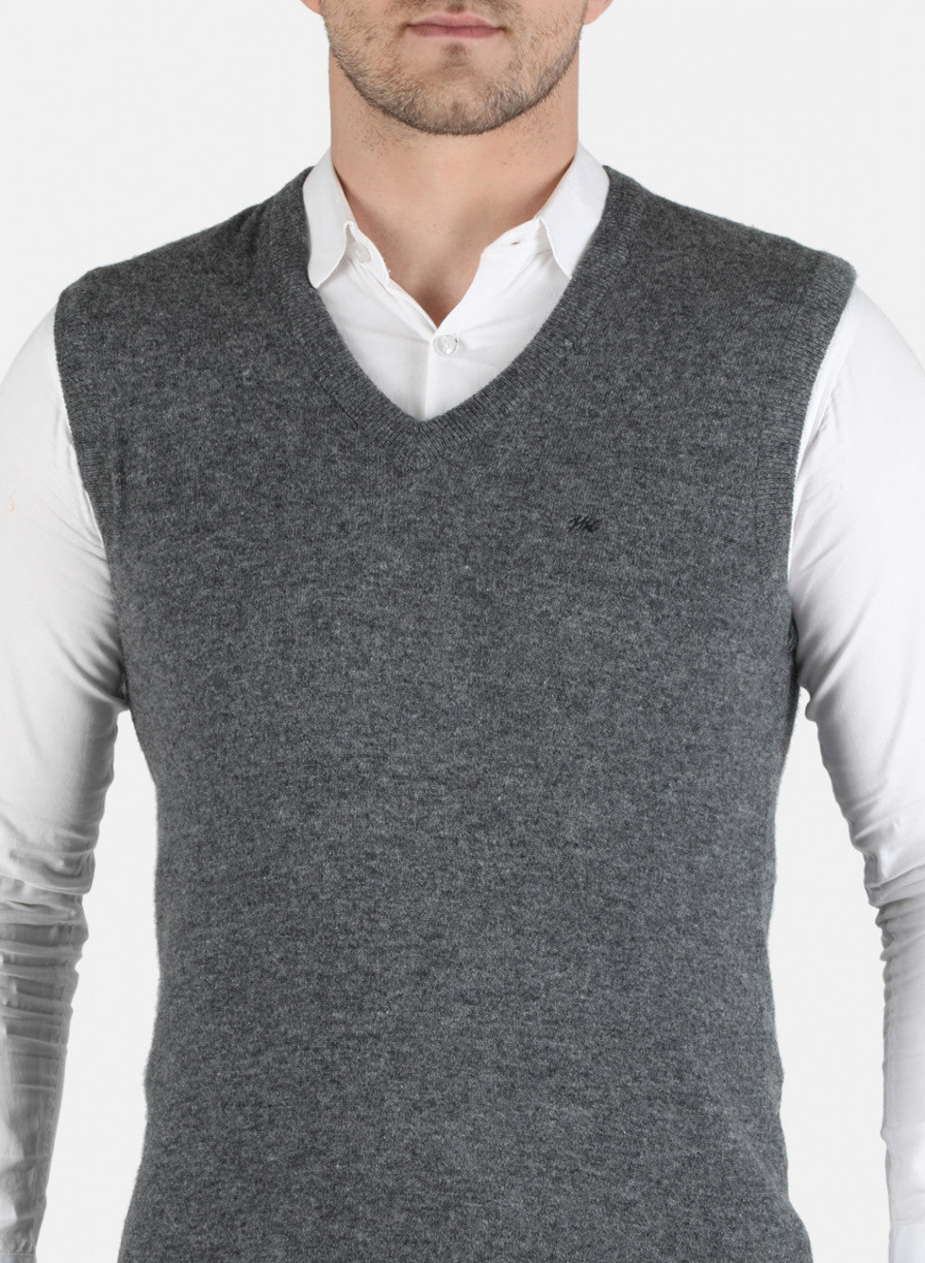 Men Grey Solid Sweater