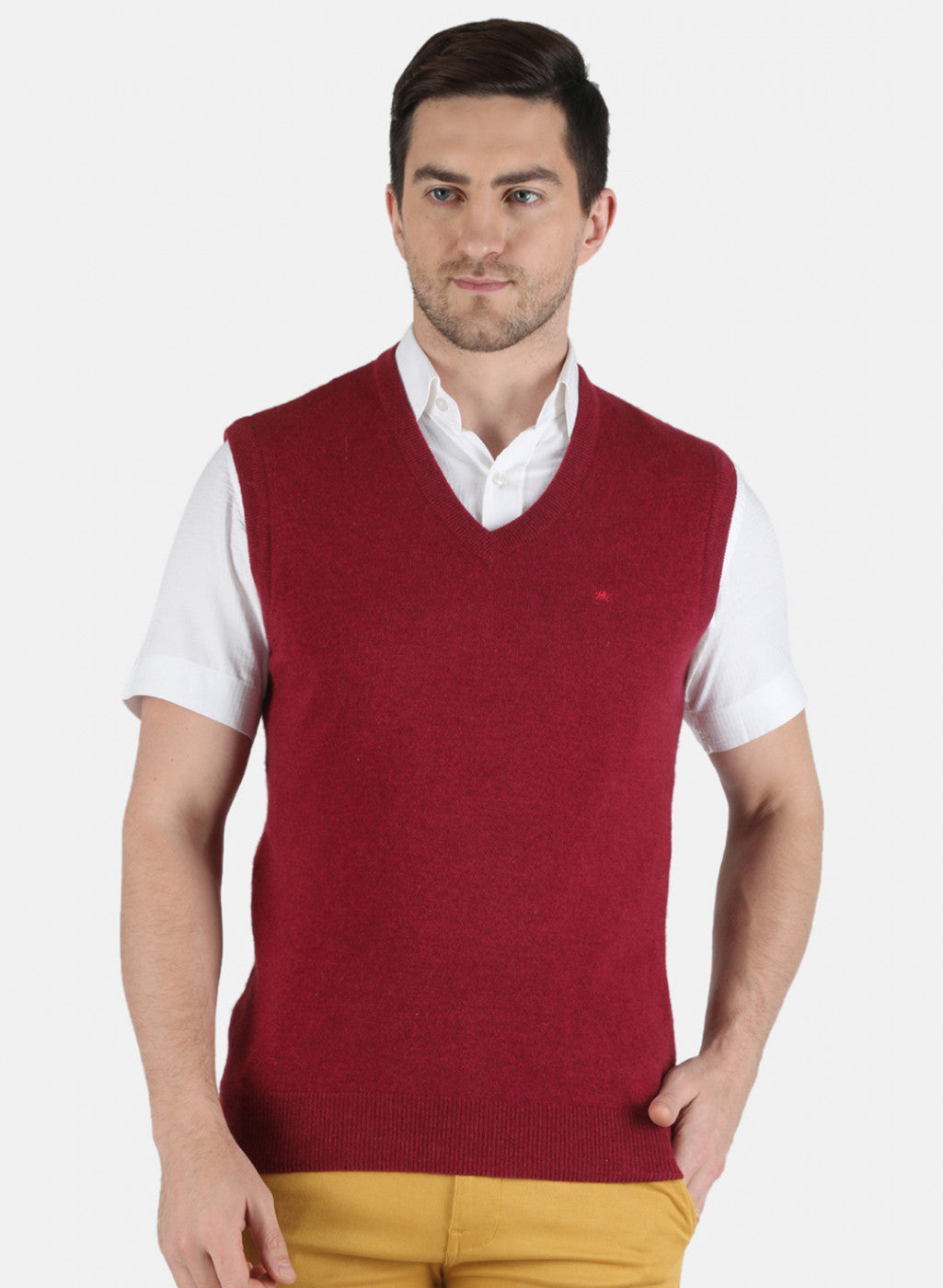 Men Red Solid Sweater