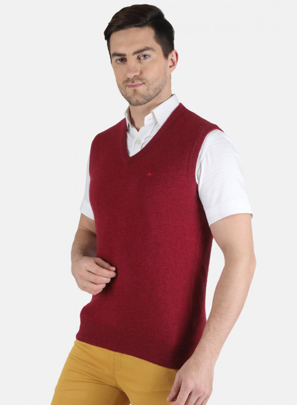 Men Red Solid Sweater