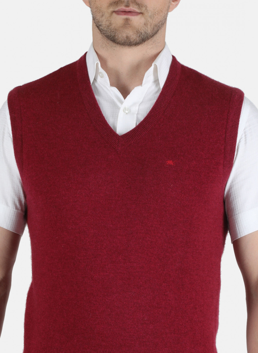 Men Red Solid Sweater