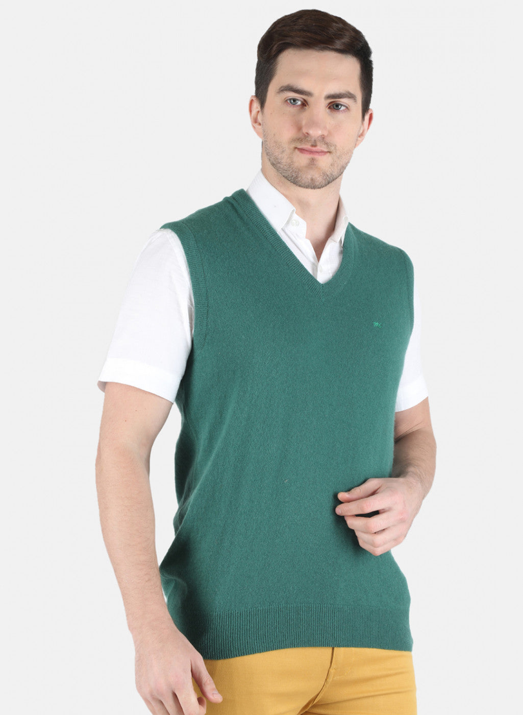 Men Green Solid Sweater